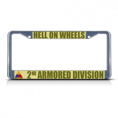 HELL ON WHEELS 2ND ARMORED DIVISION ARMY Metal License Plate Frame Tag Border   381701014268